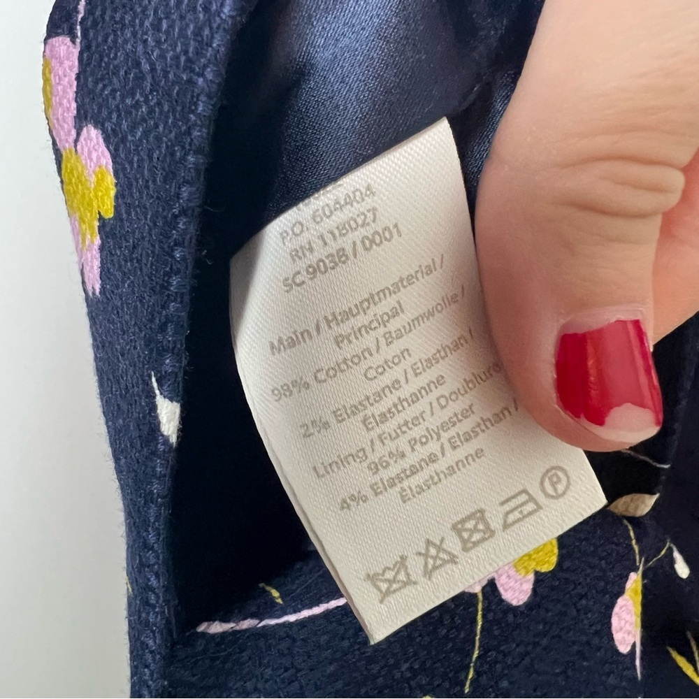 Boden Martha Pencil Skirt Women's 2 Reg Floral Navy Blue Lined Career Back Zip - Picture 8 of 9